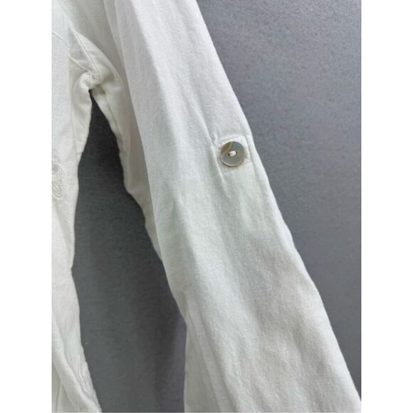 Soft Surroundings Womens White Long Sleeve Embroidered Tunic Shirt Size Medium - Picture 5 of 8